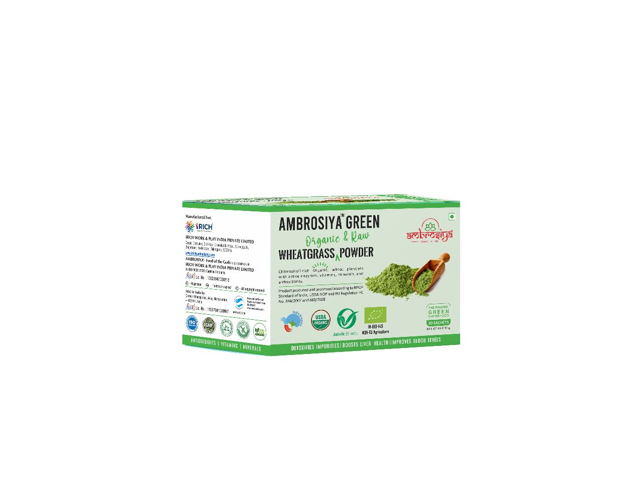 Ambrosiya Green (Premium Wheat Grass Powder) - Sachet Pack