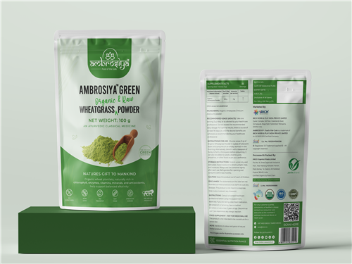 Ambrosiya Green (Premium Wheat Grass Powder) - 100 g Standee Pouch